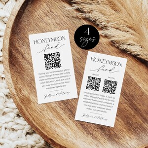 Honeymoon Fund QR Code Card Template, Modern Minimalist Wedding Honeymoon Wish Card Printable, Honeymoon Venmo Enclosure Card, Corjl LS01