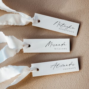 Slim Place Card Wedding Template, Modern Thin Name Cards Printable, Editable Small Slender Placecard, Script Table Name Card, Corjl LS01