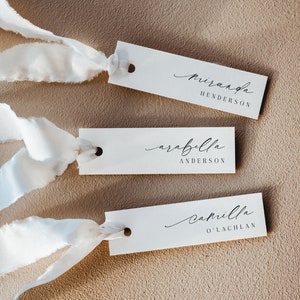 Thin Wedding Place Cards Template, Elegant Slim Name Cards Script Printable, Editable Slender Name Card, Minimalist, Download, Corjl LS01