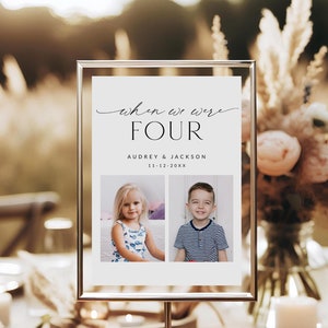Photo Table Numbers When We Were Age Sign Template, Modern Wedding Childhood Picture Seating Cards Printable, Editable Decor, Corjl LS01