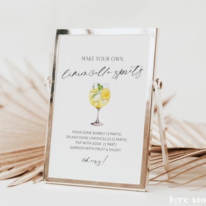 Make Your Own Limoncello Spritz Wedding Sign DIY Template, Modern Signature Drink Bar Menu Printable, Editable Aperol Cocktail, Corjl LS01