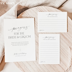 Prayers For Bride and Groom Wedding Sign and Cards Template, Minimalist Well Wishes for Newlyweds Printable, Editable Blessings, Corjl LS01