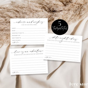 Wedding Advice and Wishes Bride and Groom Card, Minimalist Well Wishes for Mr and Mrs Sign, Printable Date Night Ideas Template, Corjl LS01