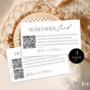 Honeymoon Fund Card With QR Code Template, Minimalist Wedding Honeymoon Wish Card Printable, Modern Honeymoon Venmo QR Fund, Corjl LS01