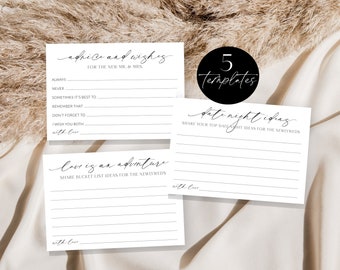 Wedding Advice and Wishes Bride and Groom Card, Minimalist Well Wishes for Mr and Mrs Sign, Printable Date Night Ideas Template, Corjl LS01