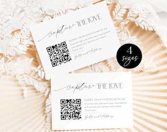 Wedding QR Code Card Capture The Love Template, Minimalist Share The Love Photo Printable, Guest Photo Sharing, Snap A Photo, Corjl LS01