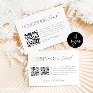 Modern Wedding QR Code Honeymoon Fund Card Template, Minimalist Honeymoon Venmo, Honeymoon Wish Card Printable, Enclosure Card, Corjl LS01