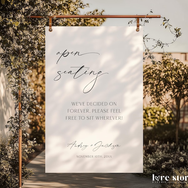 Modern Open Seating Wedding Sign Template, Welcome Pick A Seat Not A Side Printable, Minimalist No Assigned Seating, Sit Anywhere Corjl LS01