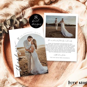 Wedding Thank You Photo Arch Card Printable, Modern Simple Thank You Notes Template, Editable With Thanks Postcard Download, Corjl LS01