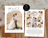 Editable Wedding Thank You Card Arch Photo Template, Modern Thanks Picture Collage Postcard Printable, Minimalist Thankyou Note, Corjl LS01