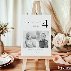 Wedding Photo Table Numbers When We Were Age Sign Template, Modern Childhood Picture Seating Cards Printable, Editable Decor, Corjl LS01