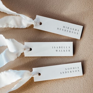 Wedding Place Cards Slim Template, Modern Minimalist Small Thin Name Cards Printable, Elegant Slender Name Card Editable, Download, Corjl