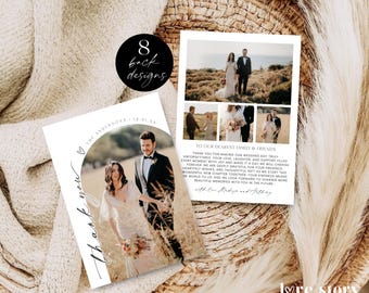 Arch Wedding Thank You Photo Card Editable Template, Simple Thanks Notes Printable, Modern With Thanks Postcard Editable Download Corjl LS01