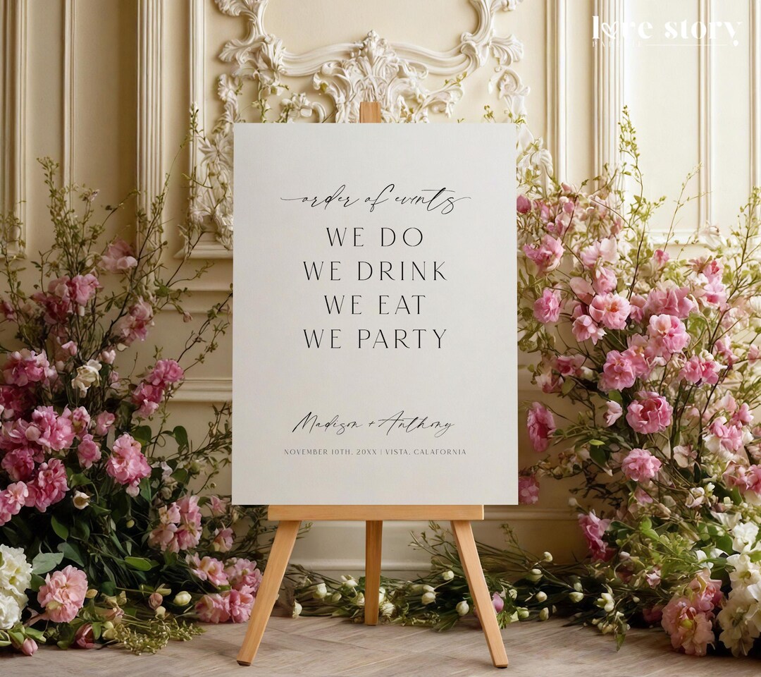 Sign Order Reception Modern Order of Events Wedding Welcome Sign Printable, Welcome ...