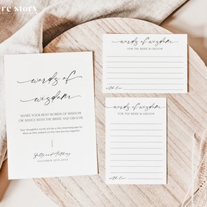 Wedding Words of Wisdom Sign and Cards Template, Minimalist Advice and Wishes For Bride and Groom, Marriage Advice Printable, Corjl LS01