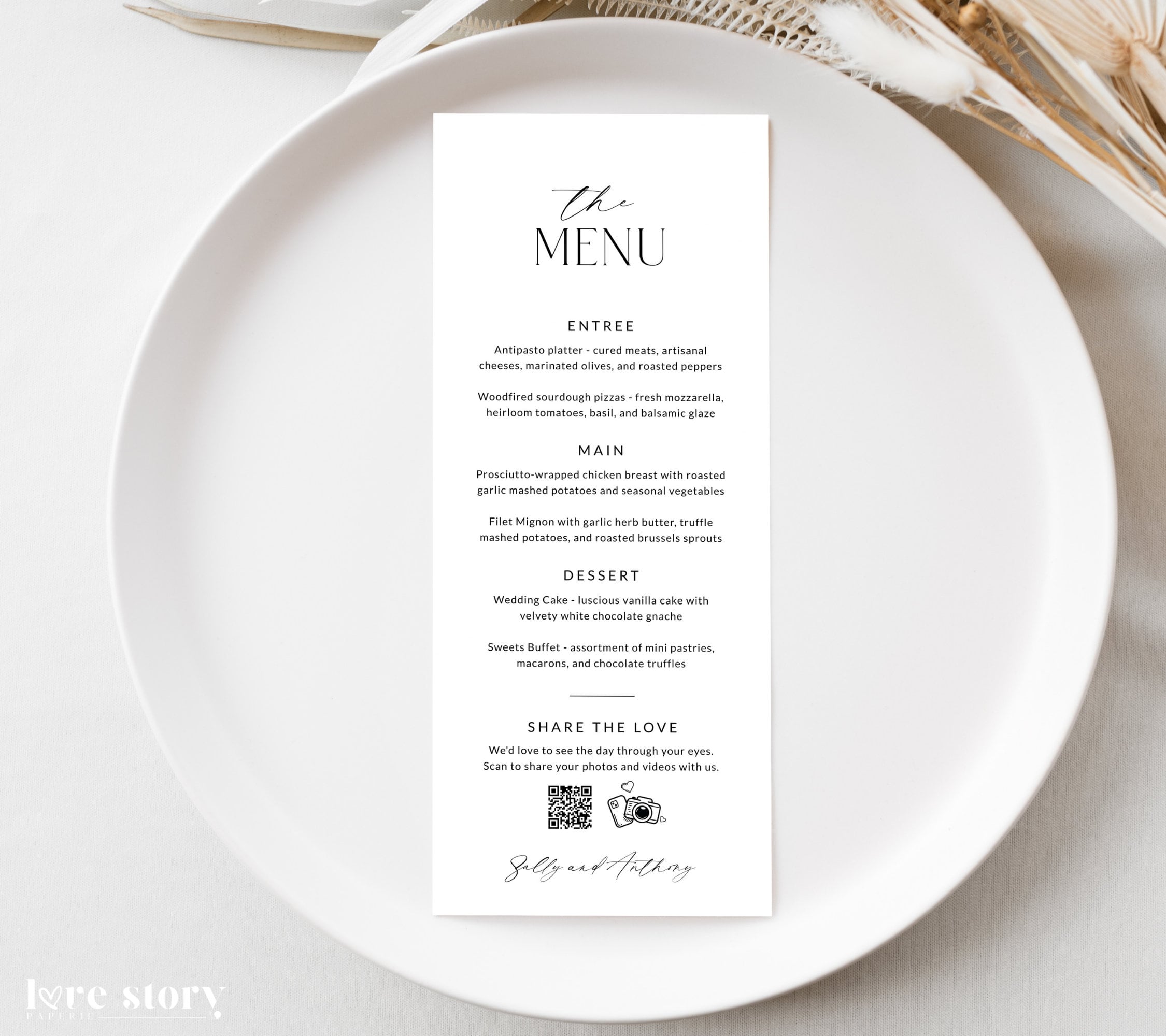 QR Code Wedding Menu Template