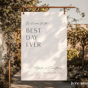 Welcome To The Best Day Ever Wedding Sign Template, Minimalist Welcome Printable, Welcome To Our Best Day Reception Editable DIY, Corjl LS01