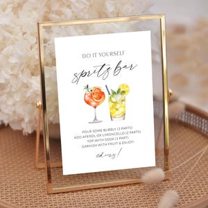 Modern Make Your Own Spritz Wedding Sign DIY Template, Signature Drink Bar Menu Printable, Editable Aperol Limoncello Cocktail, Corjl LS01