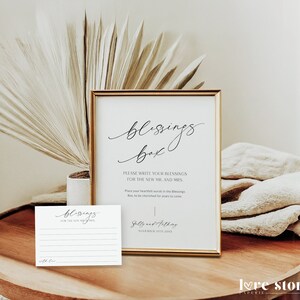 Blessings Box Wedding Sign Cards Template, Minimalist Well Wishes Sign ...