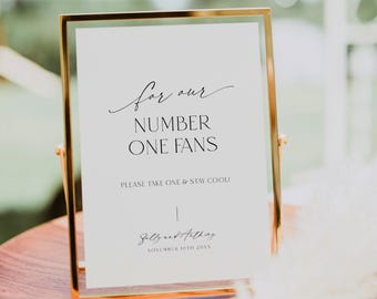 Wedding Fan Sign For Our Number One Fans Template, Modern Outdoor Wedding Signage Please Take One, Editable Grab A Fan Printable, Corjl LS01