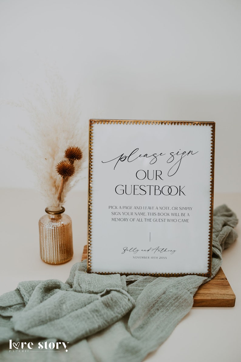 Modern Please Sign Our Guestbook Template, Minimalist Wedding Guest ...