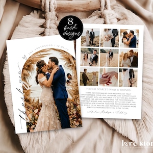 Modern Arch Thank You Photo Card Wedding Template, Editable Thank You Notes Printable, Minimalist With Thanks Postcard, Download, Corjl LS01