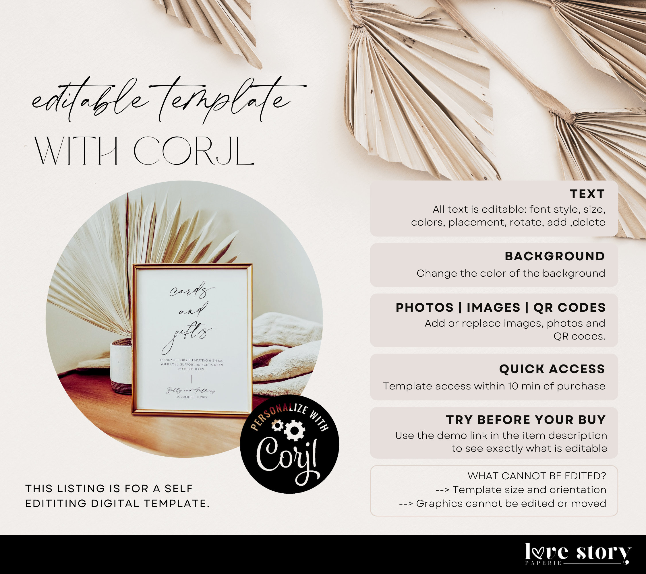Minimalist Wedding Cards and Gifts Sign Template, Modern Wedding ...