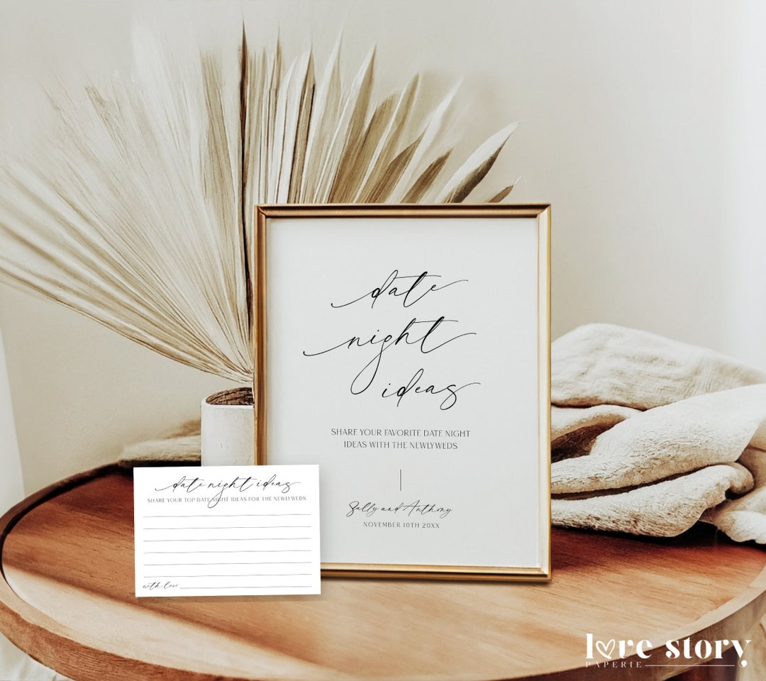 Wedding Date Night Ideas Sign and Card Template, Minimalist Advice and ...