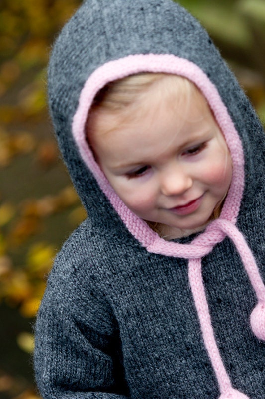 Candy Floss Hooded Sweater With Pompom Ties Little - Etsy