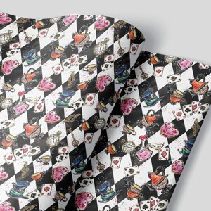 Alice in Wonderland Wrapping Paper Sheet Set of 3 The Mad Hatter White Rabbit Cheshire Cat Queen of Hearts Alices Wonderland Bakery Birthday
