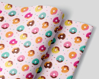 Streusel Donuts Geschenkpapier Blätter - Set von 3 Bögen - Donut Mädchen Party Geburtstag Baby Shower Geschenk Verpackung Weihnachten