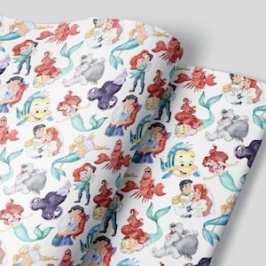 Die kleine Meerjungfrau Geschenkpapierbögen - Set von 3 Bögen - Ariel Sebastian Flunder 1