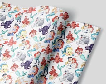 Die kleine Meerjungfrau Geschenkpapierbögen - Set von 3 Bögen - Ariel Sebastian Flunder 1