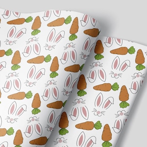Osterhase Geschenkpapier Blätter - Set mit 3 Bögen - Karotten Urlaub Geburtstag Dekoration Kinder Geschenkverpackung Frohe Ostern Hoppy Ostern