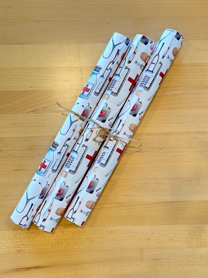 Medical Wrapping Paper Medical Wrapping Paper Sheets Set of 3 Sheets Birthday Party ...