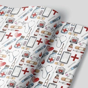 Fogli di carta da regalo medica Set di 3 fogli Decorazioni per feste di compleanno Confezione regalo Primo soccorritore Dottore Infermiere Assistente medico Laurea