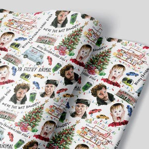Home Alone Wrapping Paper Sheets - Set of 3 Sheets-   Christmas Movie Holiday Gift Wrap Kids Santa Gift The Wet Bandits Kevin McCallister