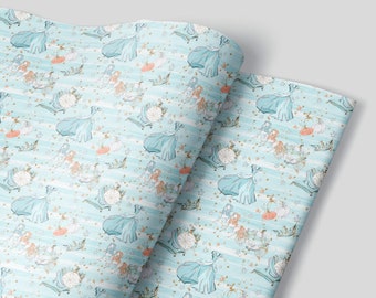 Cinderella Wrapping Paper Sheets - Set of 3 - Disney Princess Cinderella Party Birthday Girl Birthday Little girl birthday party gift wrap