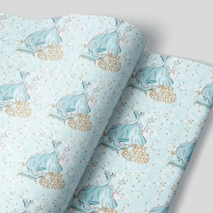Folhas de papel de embrulho Cinderela - Conjunto de 3 - Disney Princesa Cinderela Festa de aniversário de menina, embrulho de presente de festa de aniversário de menina