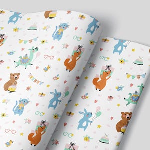 Animal Birthday Party Wrapping Paper Sheets Set of 3 Kids Toddler Birthday Present Baby Shower Gift Wrap First Birthday Party Gift Wrap