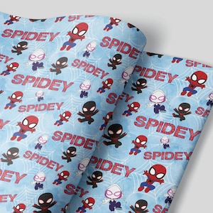 Folhas de papel de embrulho do Spidey - Conjunto de 3 folhas Spidey e seus amigos incríveis Peter Parker Gwen Stacey Miles Morales Ghost Spider Spiderman
