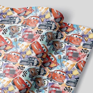Fogli di carta da regalo Cars - Set di 3 fogli - Disney Cars Party Birthday Lightning McQueen Doc Mater Sheriff Red Racing Car Stripes Pixar