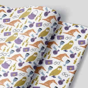 Wizard and Witch Wrapping Paper Sheets Set of 3 Magic Wand Sorting Hats Goblet Potion Pet Owl Wizarding birthday gift wrapping paper
