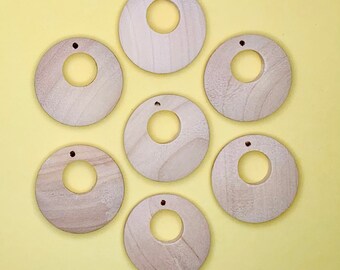 6 Small Size Wood Hoop Blank Earring Pendant Bead 1 Inch