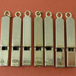 6 Vintage Brass Whistle Charms