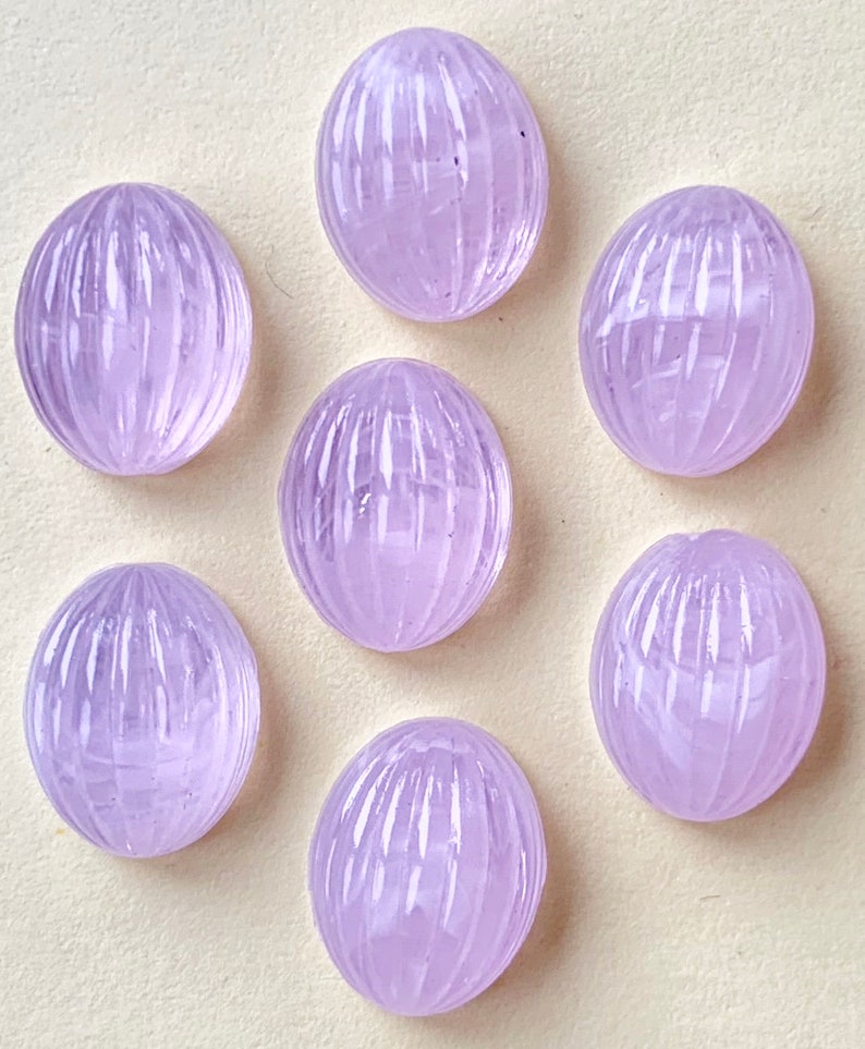 6 Small Vintage Pink Oval Cabochons with Ridges