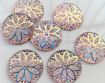 6 grandi cabochon rotondi in oro rosa con retro piatto da 25 mm