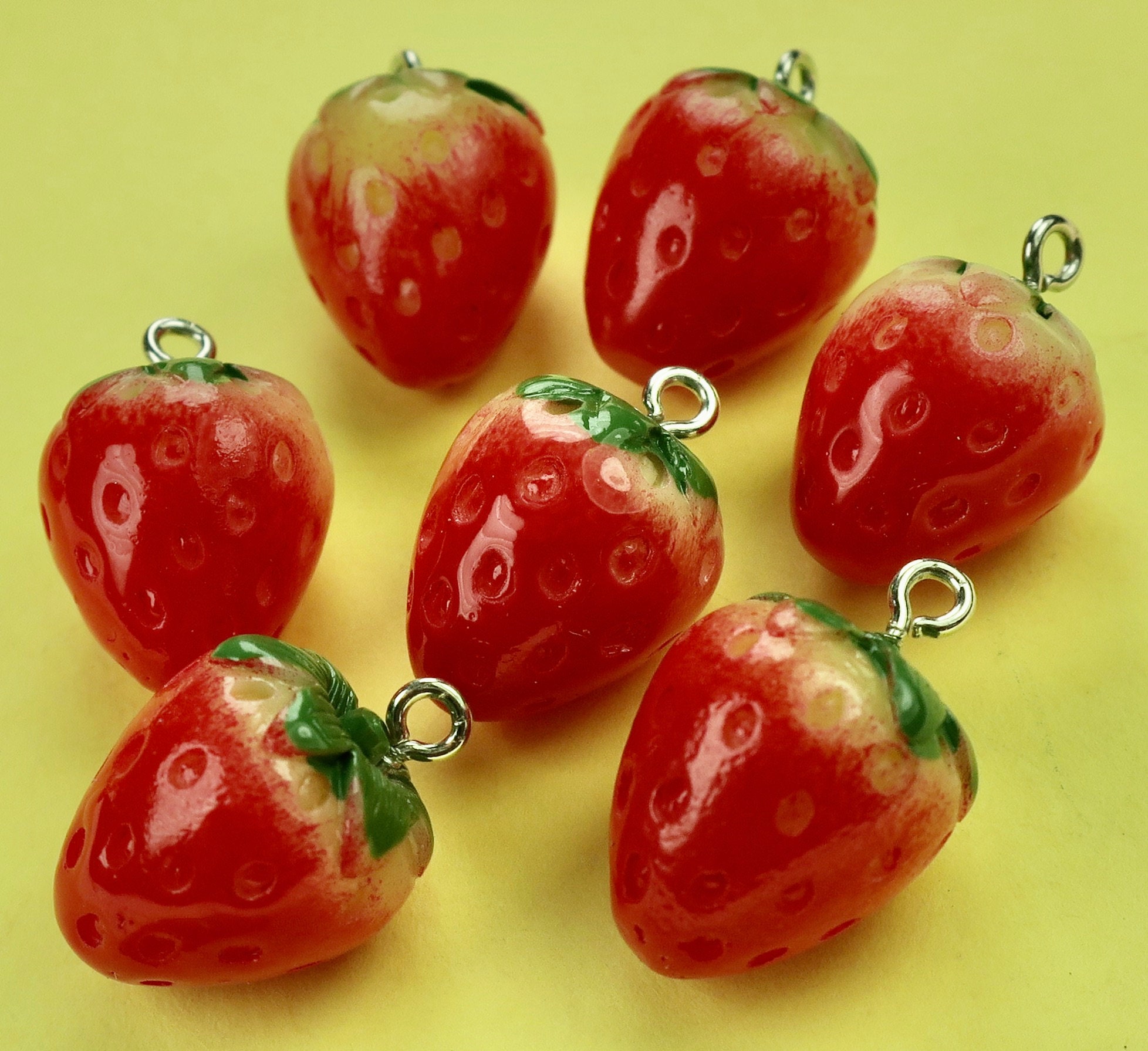 6 Manual Glazed Beads, Red Strawberry Beads 1013mm 