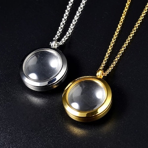 Locket Necklace 30mm Silver or Gold Stainless Steel Screw on Closure Charm Locket Necklace