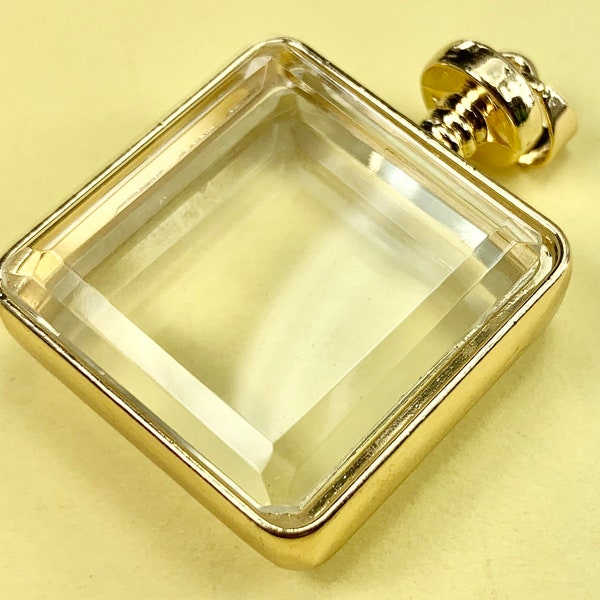 Glass Locket Square Gold Pendant Large 25mm